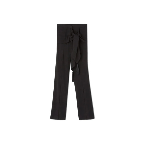 Salvatore Ferragamo NWT Fringe Belted Pant in Black Size IT 48/US 14 - Picture 1 of 15